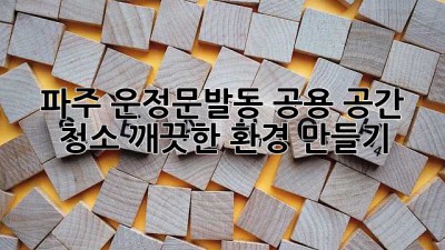 파주 운정/문발동 공용 공간 청소: 깨끗한 환경 만들기